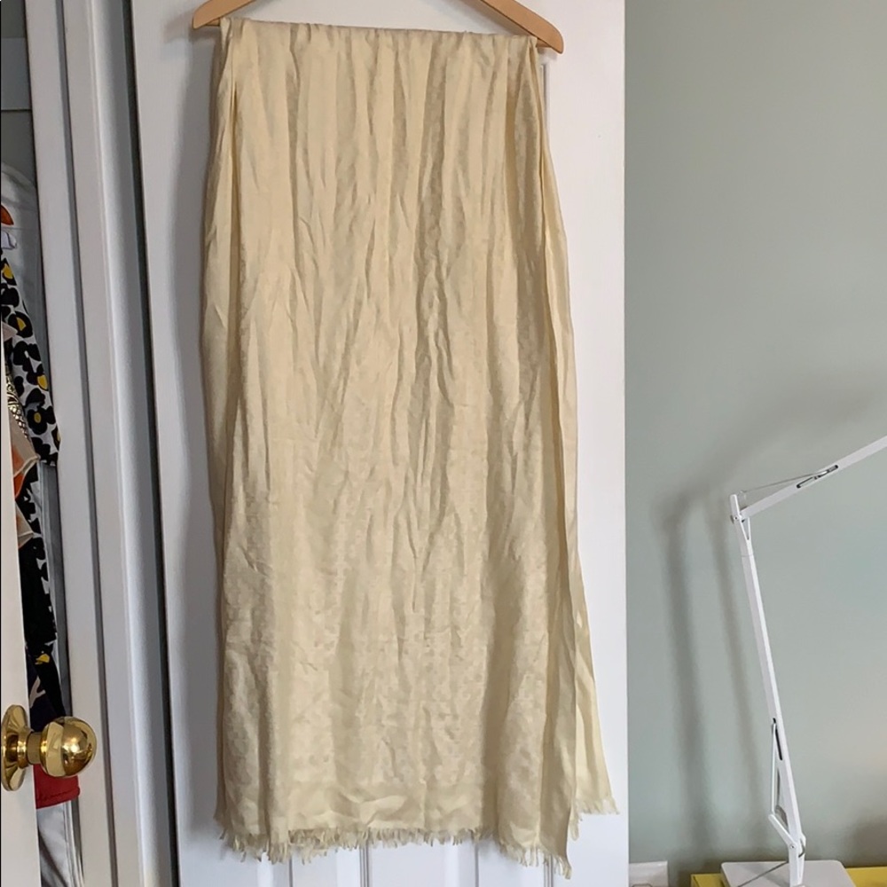 Tory Burch Cream Logo Jacquard Silk Blend Scarf